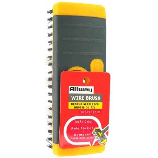 Allway Allway Tools Soft Grip Carbon Steel Heavy Duty Steel Wire Brush SB619 37064126193 - main